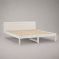 Doppelbett aus massivem Kiefernholz mit Kopfteil und Lattenrost, Weiß/Natur, Liegefläche 180 × 200 cm