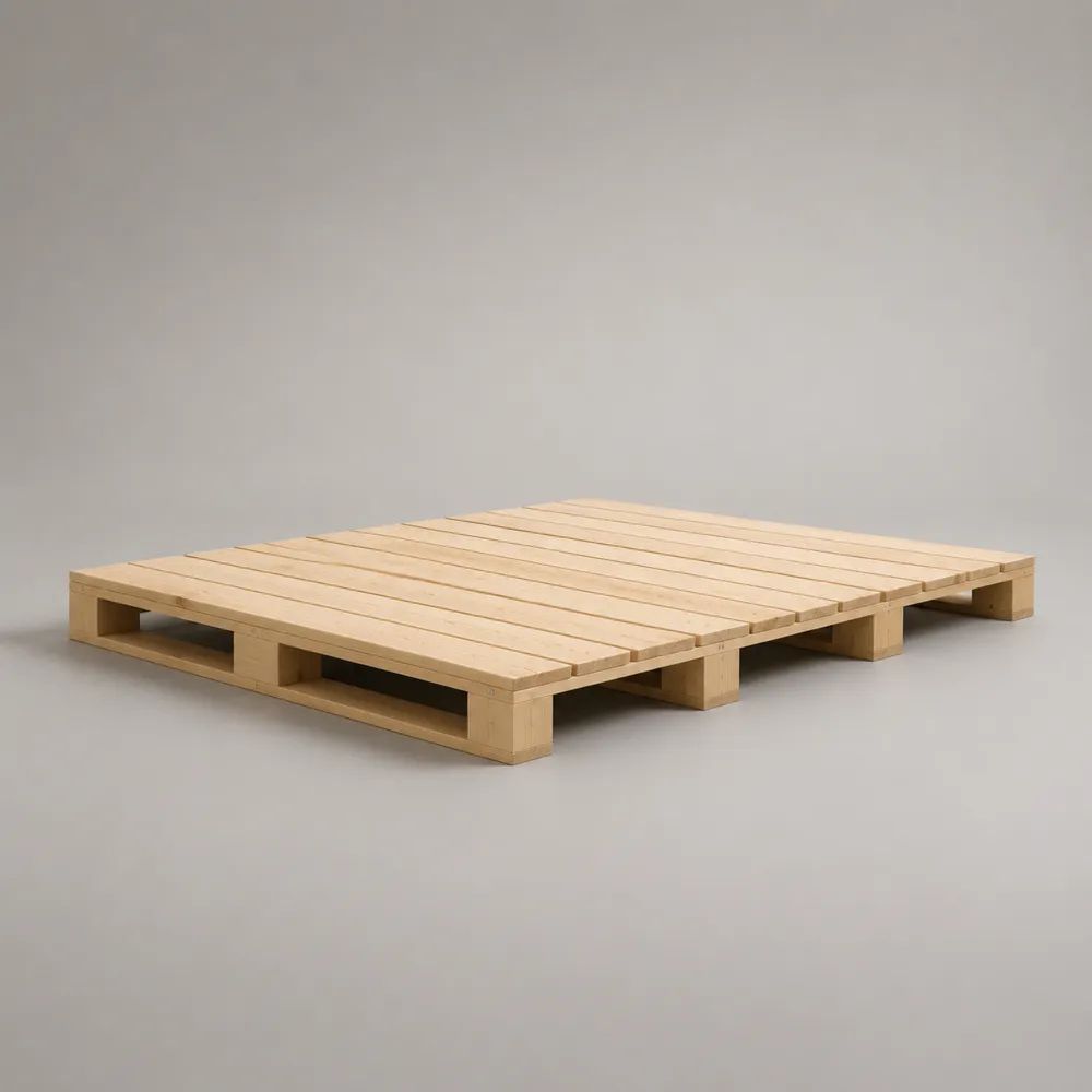 Palettenbett Doppelbett aus massivem Kiefernholz Natur, 200 x 200 x 20 cm
