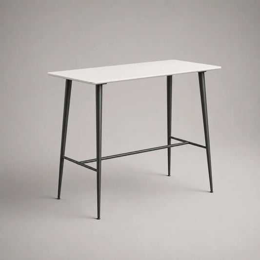Rechteckiger Stehtisch Bartisch aus MDF und Stahl, Weiß/Schwarz, 120 x 40 x 105 cm