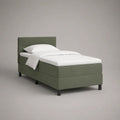 Boxspringbett-Set mit Taschenfederkernmatratze, Topper und Stoffbezug, Olivgrün, Liegefläche 90 x 200 cm