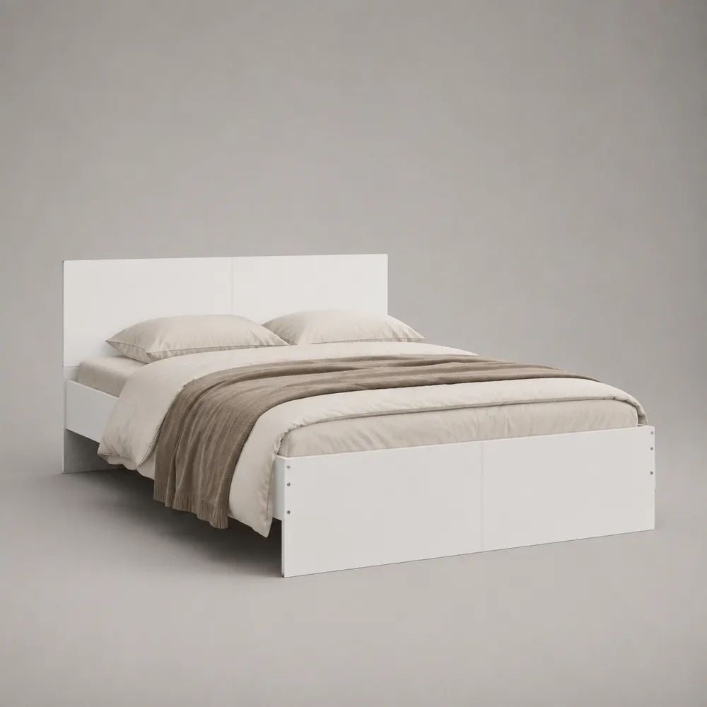 Doppelbett-Bettgestell aus Holz, Weiß, Liegefläche 160 × 200 cm, Außenmaße 205 × 165 × 90 cm