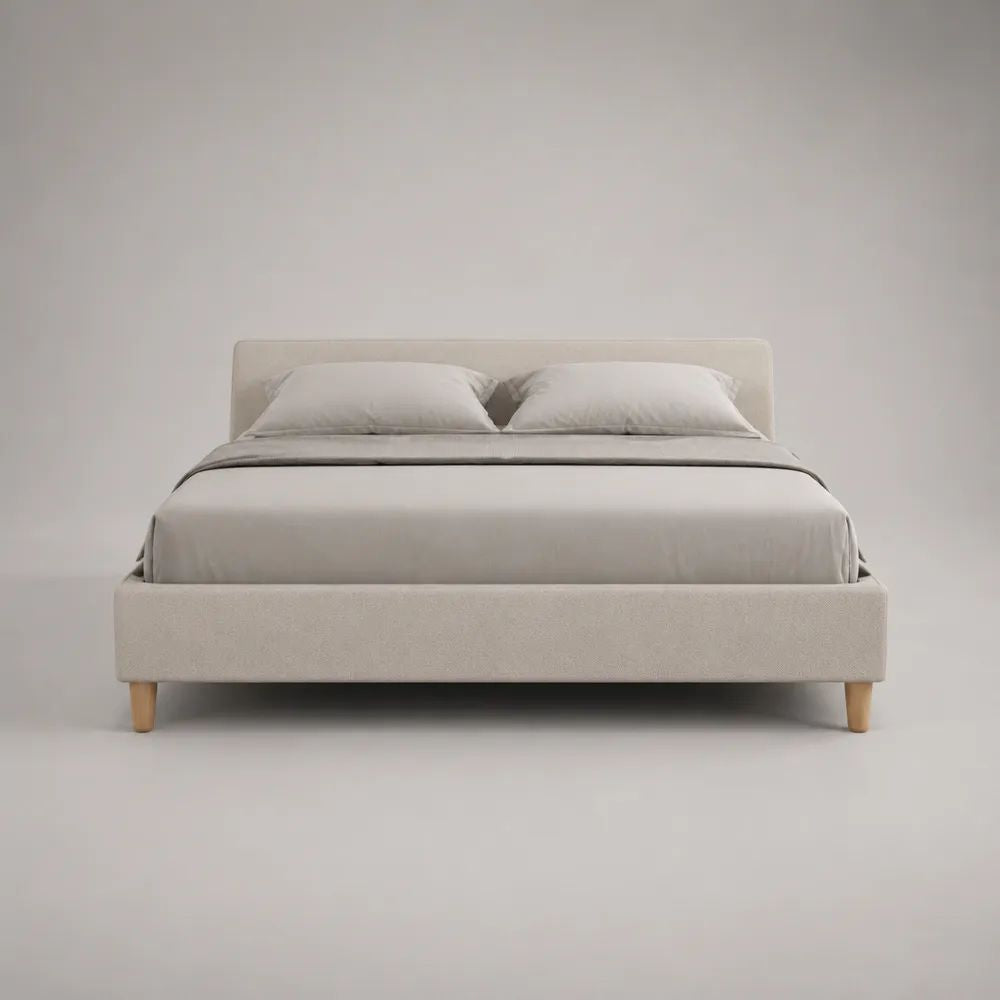 Stauraumbett Doppelbett mit Lattenrost und Hubmechanik, Stoffbezug Beige, Liegefläche 160 x 200 cm, Gesamtmaß 171 x 215 x 95 cm