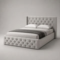 Stauraumbett Doppelbett mit Polsterkopfteil und Lattenrost, Polyester-Samt, Hellgrau, Liegefläche 160 × 200 cm, Gesamtmaß 218 × 178 × 125 cm