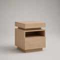 Nachttisch mit 2 Schubladen und offenem Ablagefach, MDF mit Eichenfurnier, Naturbeige/Hellbraun, 50 × 40 × 60 cm