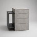 Nachttisch aus Spanplatte mit 4 Schubladen und Seitenregal, Betonoptik Grau/Schwarz, 60 × 40 × 60 cm