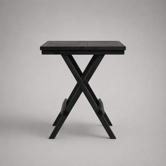 Klappbarer rechteckiger Beistelltisch aus massivem Kiefernholz, Schwarz, 48 × 38 × 66 cm