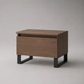 Rechteckiger Beistelltisch mit Schublade aus Holz und Metall, Walnussbraun/Schwarz, 60 × 40 × 55 cm